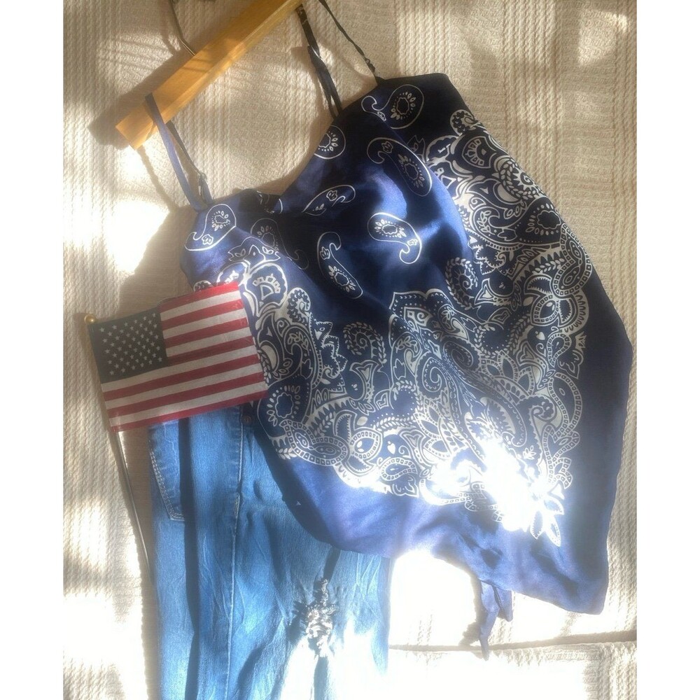 Paisley Print / Solid Bandana Tube Crop Women's Sexy Top Shirt NWOT